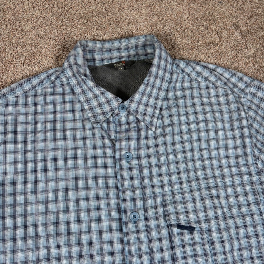 Royal Robbins Mens Blue Plaid Short Sleeve Button Down Hiking Shirt ROYP-504‎ M